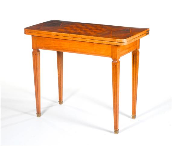 Appraisal: GAMES TABLE Louis XVI Switzerland Walnut burl walnut and fruitwood