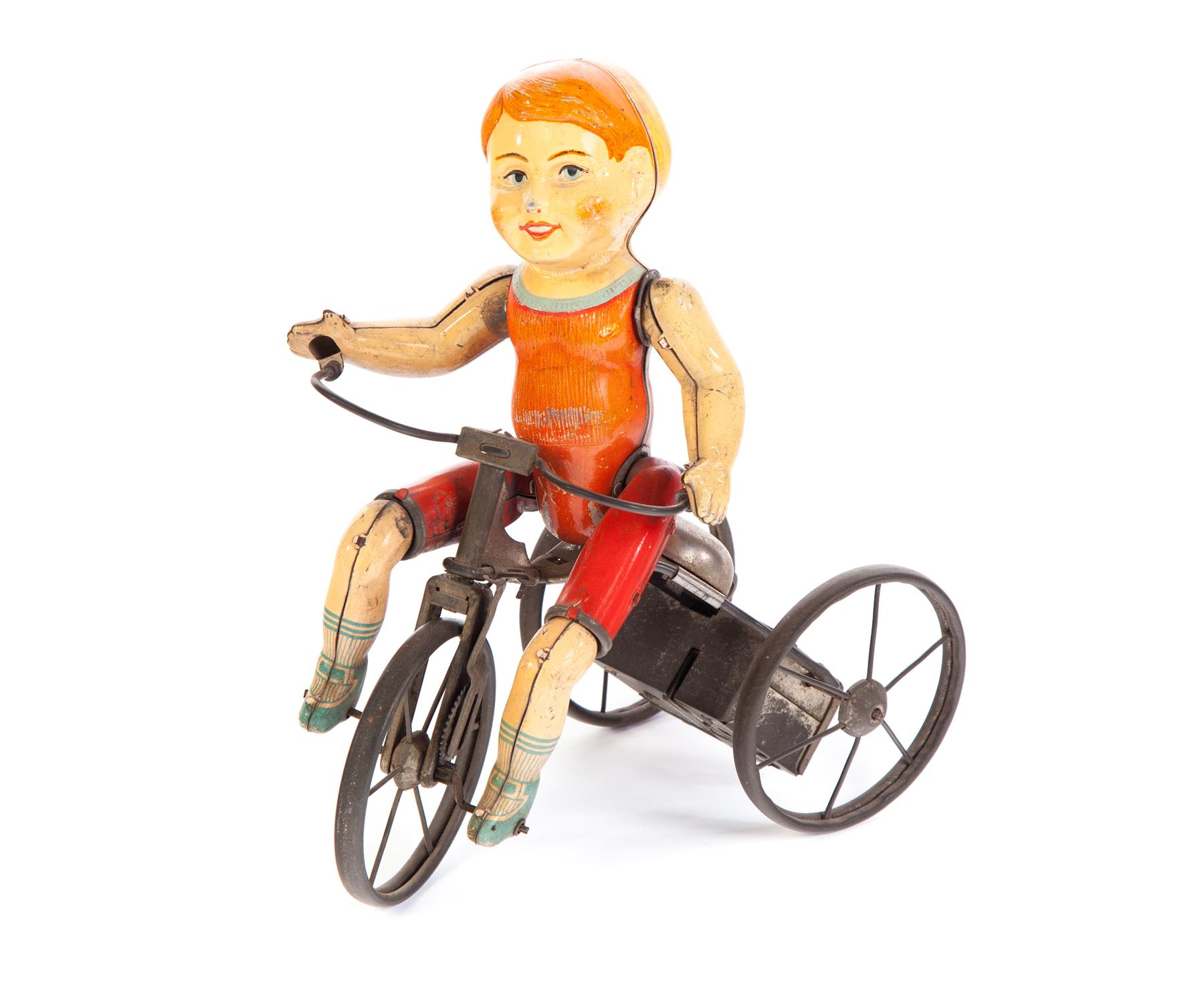 Appraisal: CHILD ON TRICYCLE TIN WIND-UP TOY No labels but most