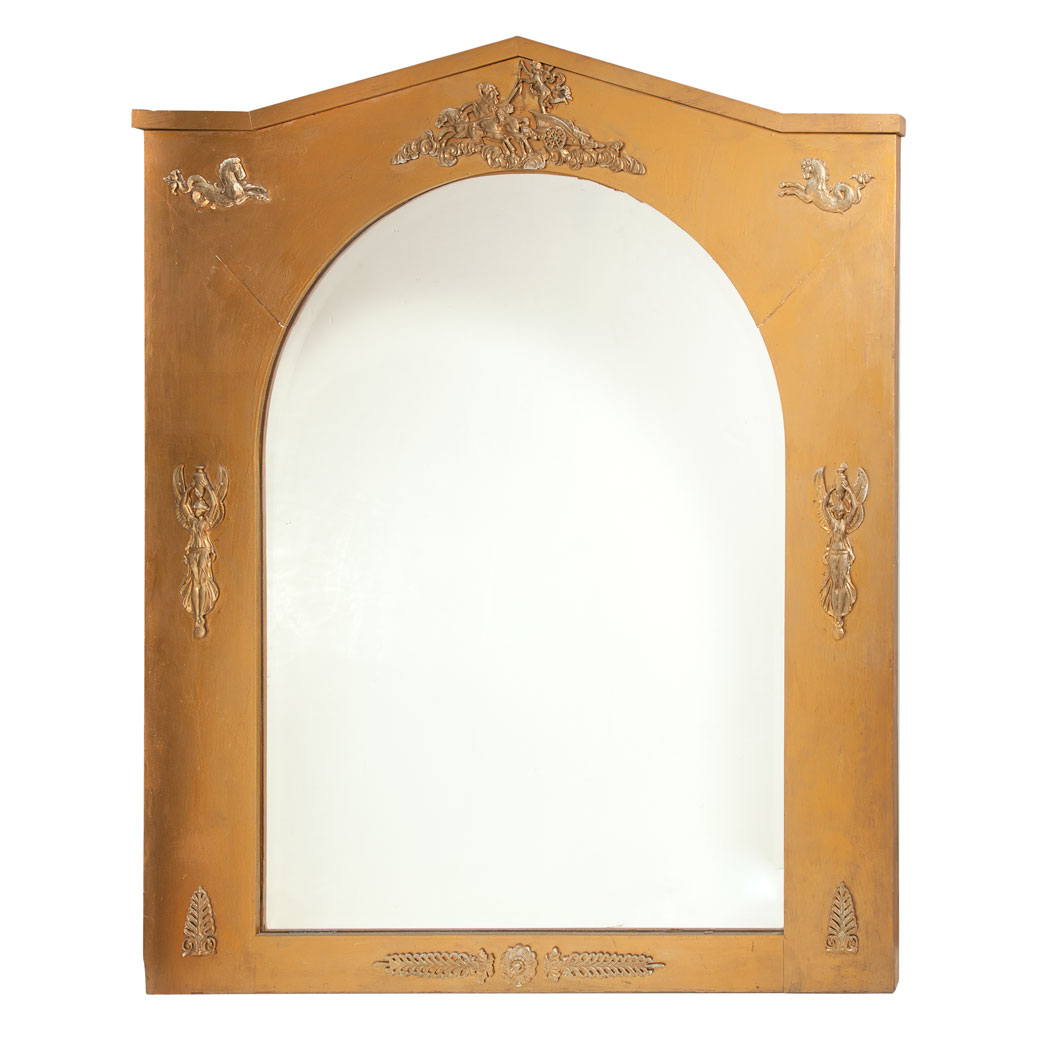 Appraisal: Empire Style Gold Painted Overmantel Mirror Mid th century Of