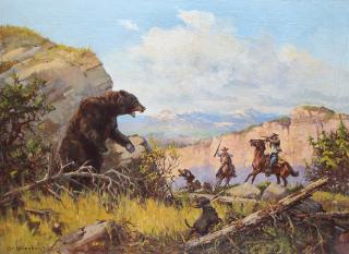 Appraisal: Bear Hunt by Olaf Wieghorst Olaf Wieghorst - oil on