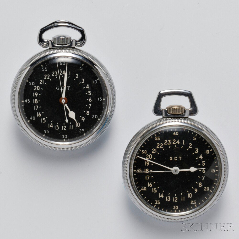 Appraisal: Two GCT Navigation Pocket Watches and Watch Carrying Case s