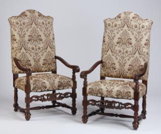 Appraisal: Carved mahogany armchairs h Late th century carved mahogany Georgian