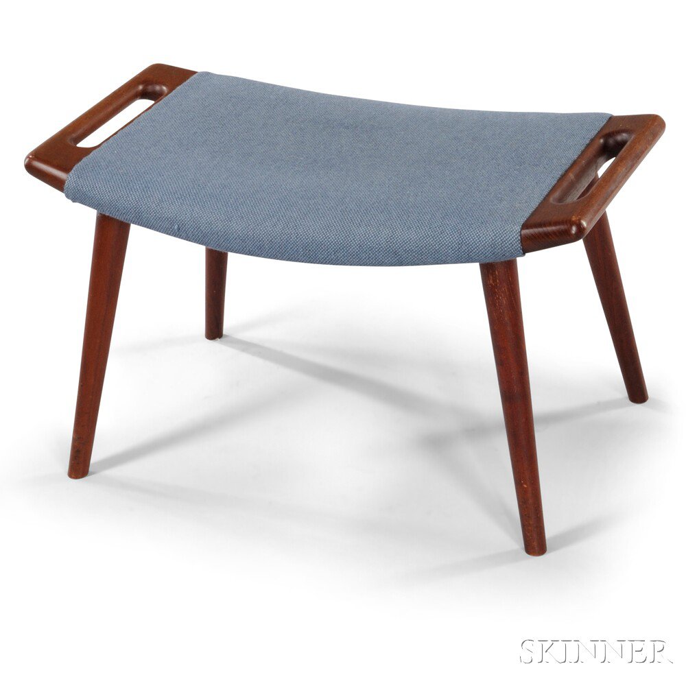 Appraisal: Hans Wegner - Ottoman Wool upholstery teak A P Stolen