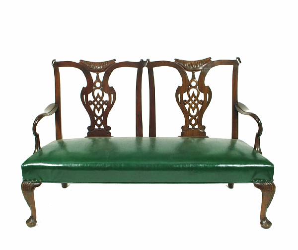 Appraisal: A Chippendale style mahogany bench height in length ft width