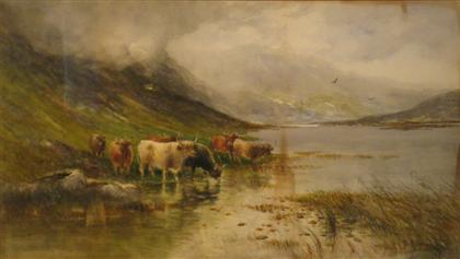 Appraisal: TOM BRADLEY COWS AT A MOUNTAIN STREAM Signed and dated