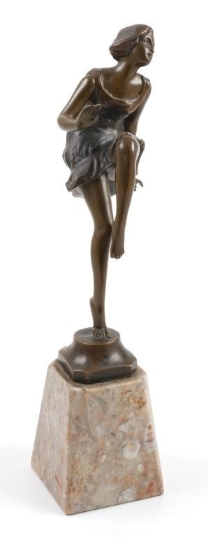 Appraisal: French bronze statue of a dancing girl by Pierre Le