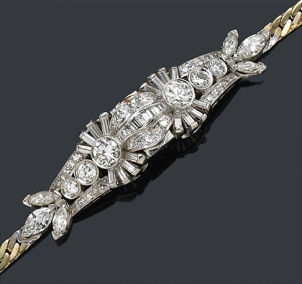 Appraisal: A diamond bracelet estimated total diamond weight carats mounted in