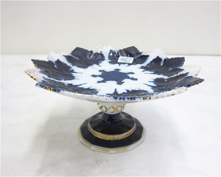 Appraisal: MEISSEN PORCELAIN COMPOTE having blue and white leaf decoration with