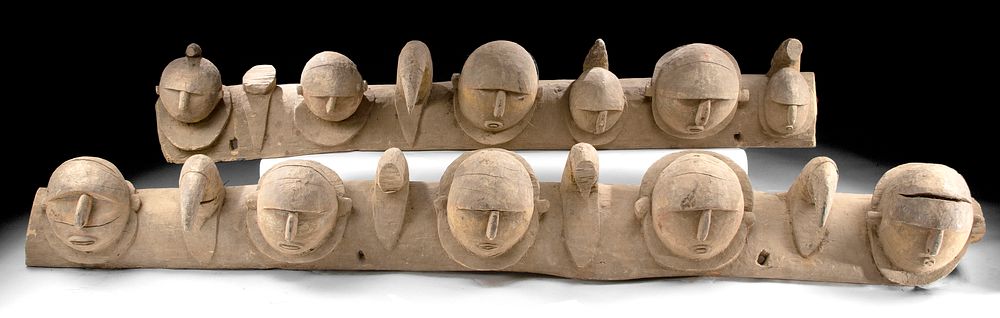 Appraisal: Massive th C PNG Maprik Carved Wood Lintel Pieces Oceania