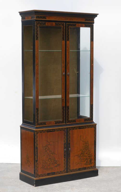 Appraisal: DREXEL ORIENTAL CURIO DISPLAY CABINET Paint decorated oriental motifs all