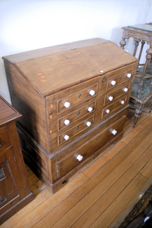 Appraisal: ELM MULE CHEST WITH SHAM DRAWERS PORCELIAN HANDLES AND A