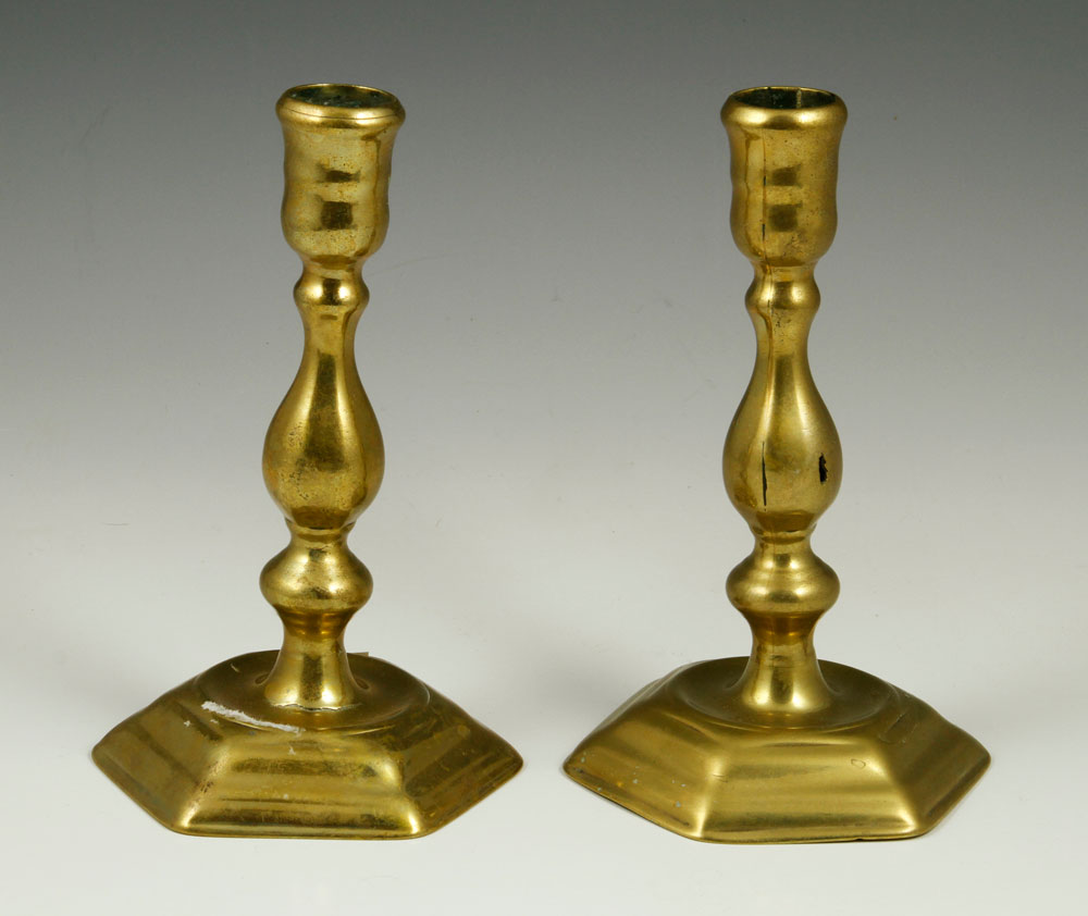 Appraisal: - Faceted Octagonal Base Candlesticks Circa faceted octagonal base candlesticks