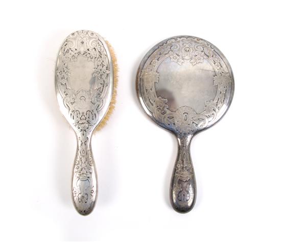 Appraisal: An American Sterling Silver Dressing Set Gorham Height of mirror