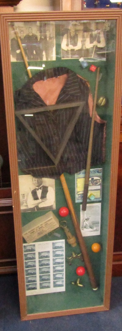 Appraisal: A billiards tribute including a waistcoat cue balls facsimile photographs