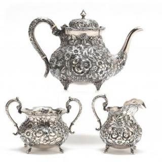 Appraisal: An Assembled Baltimore Repousse Sterling Silver Tea Set the three