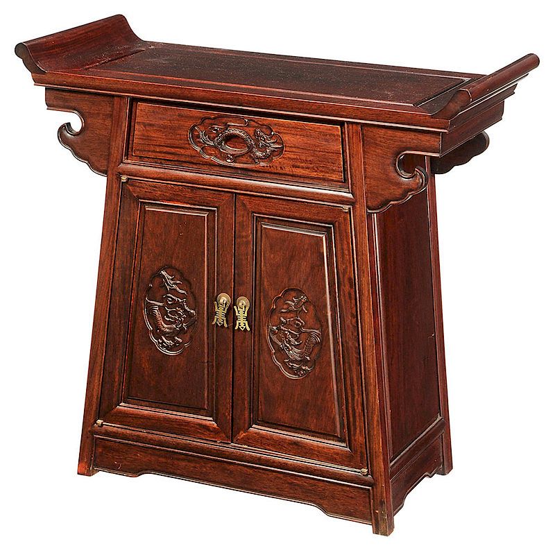 Appraisal: Chinese Carved Hardwood Cabinet th century dense hardwood with dragon