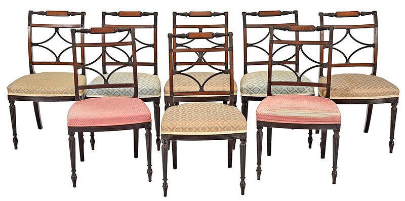 Appraisal: Fine Set Eight Sheraton Style Dining Chairs probably late th