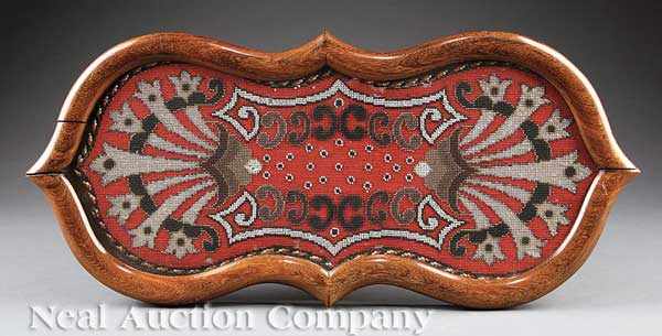 Appraisal: A Fine Victorian Walnut Framed Berlin Woolwork and Beaded Panel