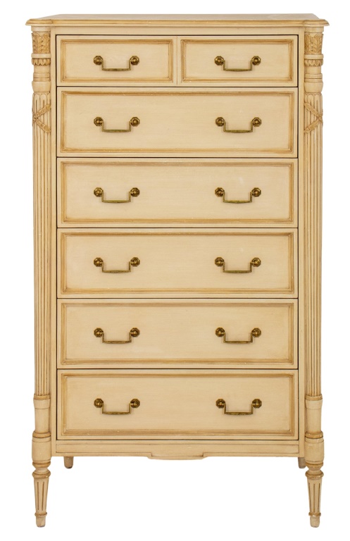 Appraisal: FRENCH LOUIS XVI STYLE WOOD HIGH CHEST OF DRAWERS French