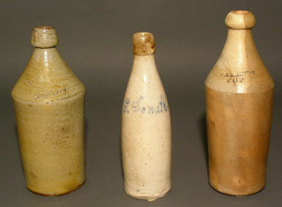 Appraisal: Three stoneware bottles- A Dillon- Albany NY h G Donath