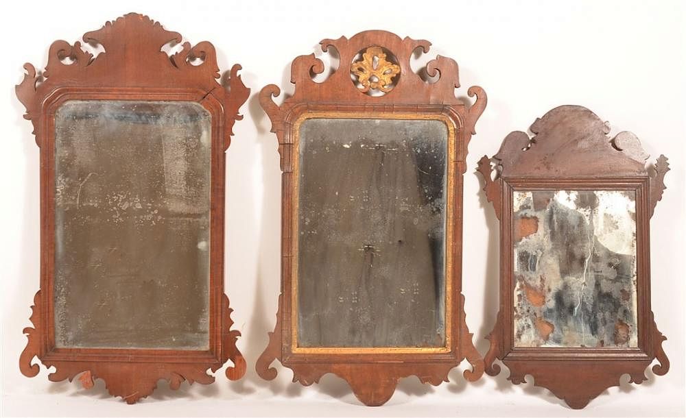 Appraisal: Three Chippendale Mahogany Wall Mirrors Lot of Three Chippendale Mahogany