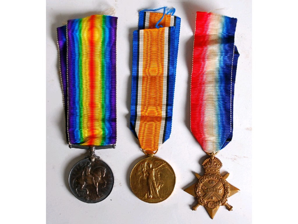 Appraisal: THREE WORLD WAR I MEDALS AWARDED TO PTE J BLEAKLEY