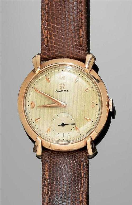 Appraisal: GENTLEMAN'S WRISTWATCH OMEGA ca Pink gold Round case No with