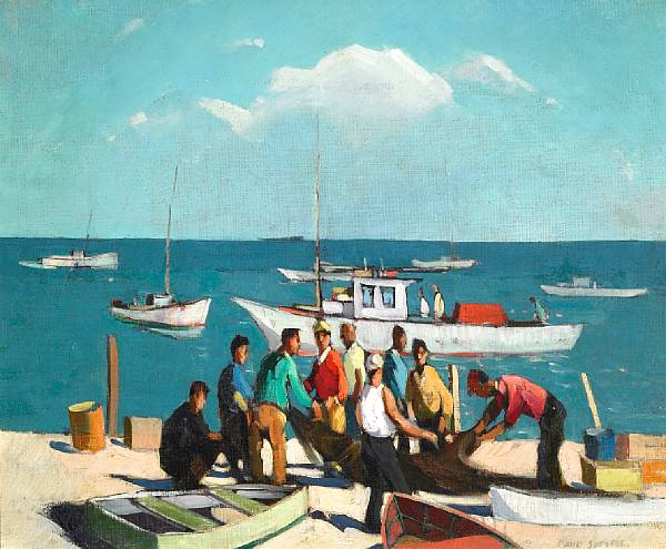 Appraisal: Paul Sample American - Fishermen at Newport signed 'Paul Sample'