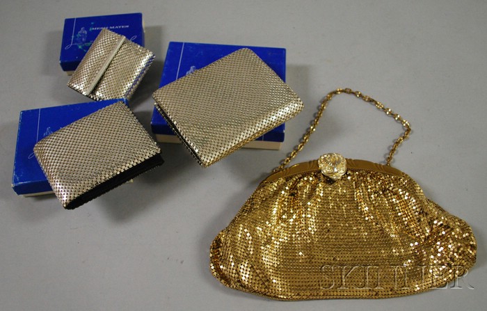 Appraisal: Four Whiting Davis Mesh Items three silver-tone wallets boxed and