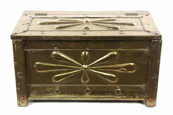 Appraisal: A Brass Kindling Box of rectangular handled form having a