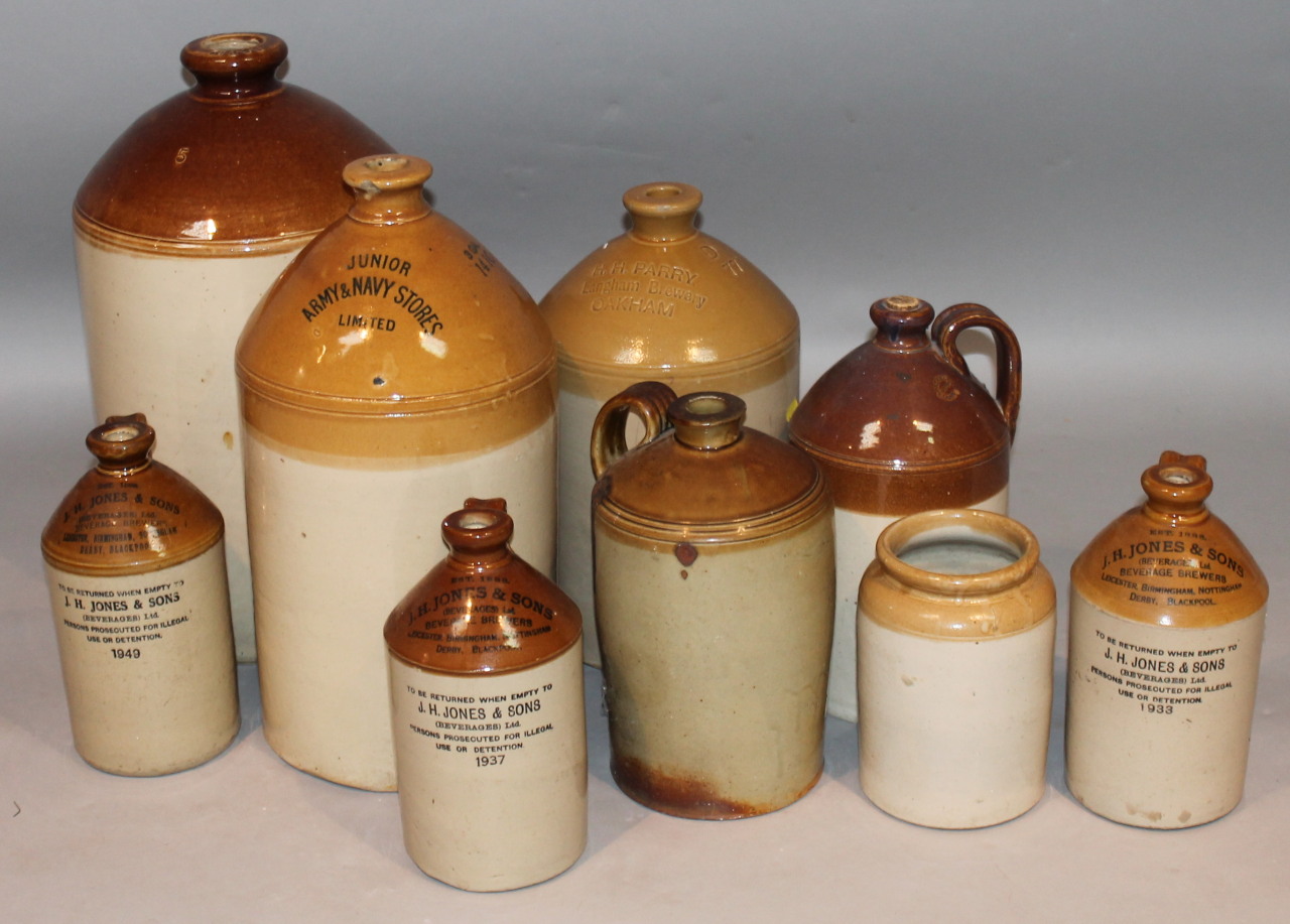 Appraisal: Various late thC early thC stoneware jars and flagons to