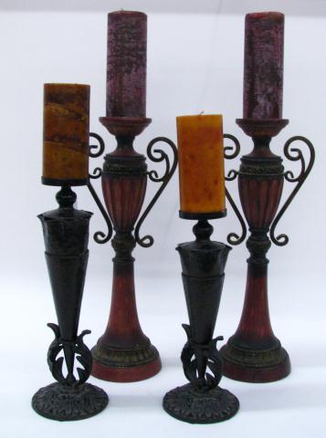 Appraisal: Two Pair of Decorator Candlesticks one pair in antique red