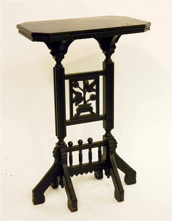 Appraisal: Aesthetic movement mahogany stand ebonized finish rectangular top with cut