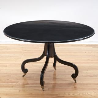 Appraisal: Antique English black lacquered breakfast table Antique English black lacquered