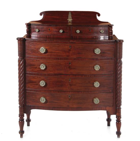 Appraisal: American Classical mahogany chest of drawers circa stepback top with