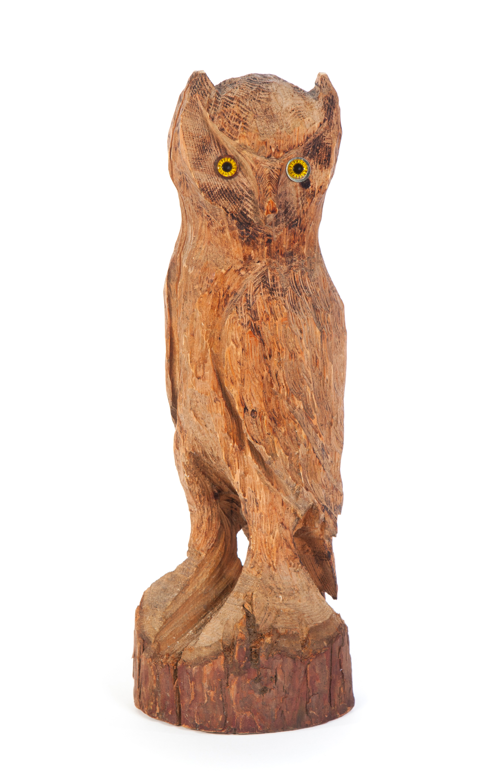 Appraisal: FOLK ART AMERICAN CARVED OWL Mid th century Standing owl