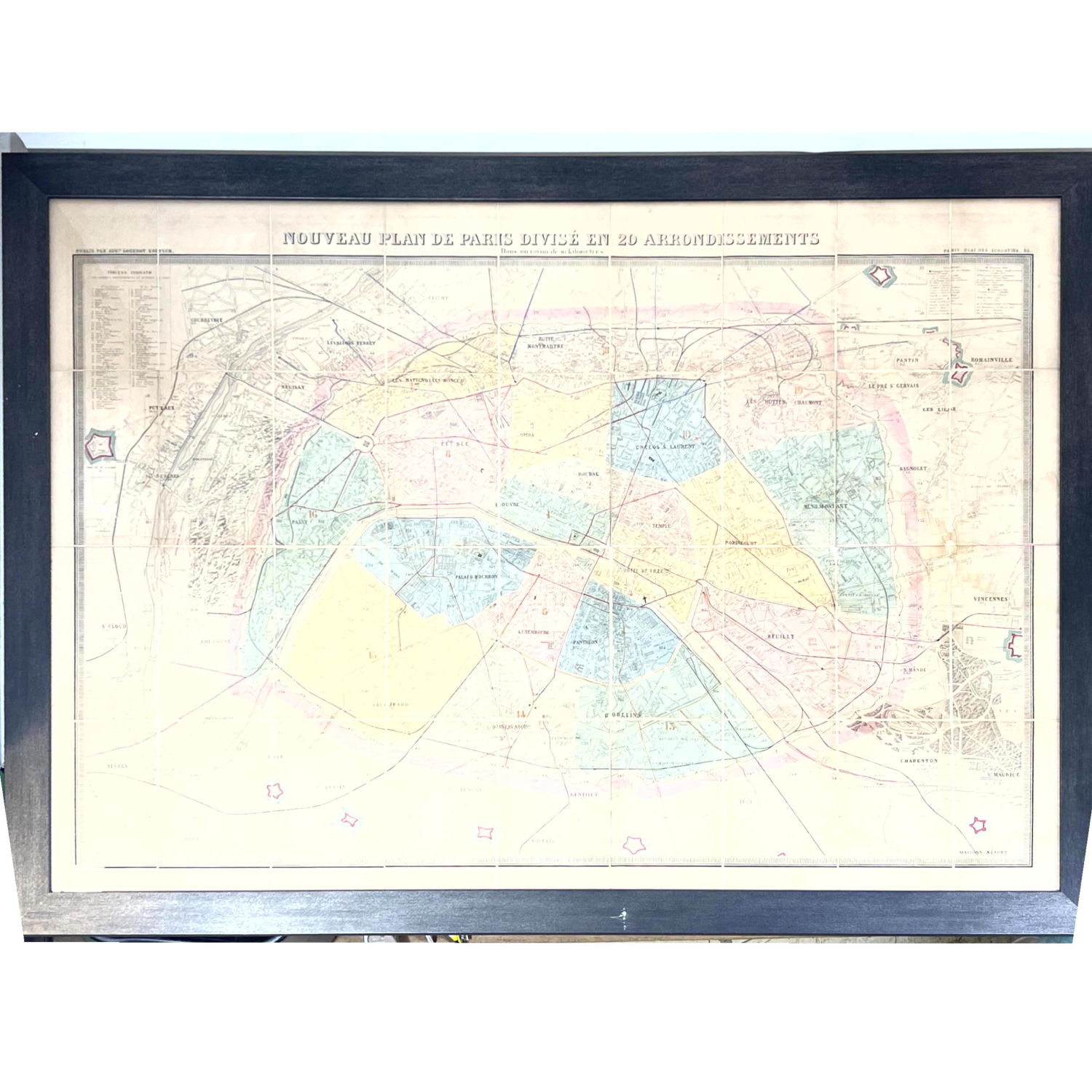 Appraisal: Vintage Paris France Map Nouveau Plan de Paris Divise en