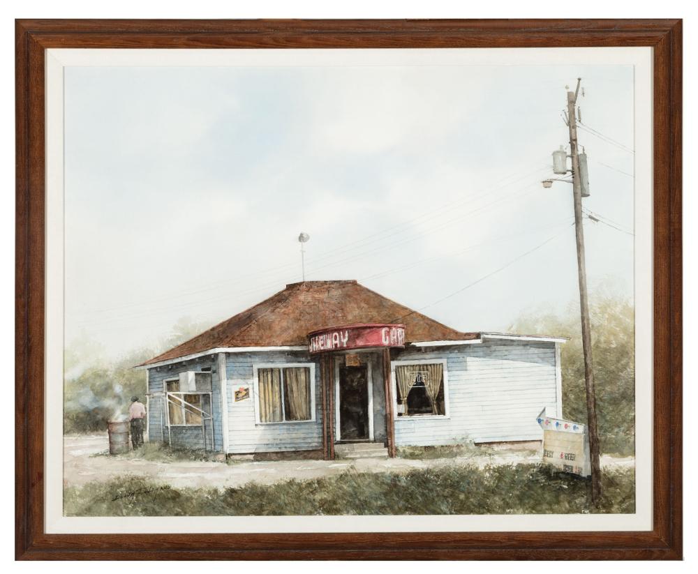 Appraisal: Don Finley American Alabama b Mountain Cafe watercolor on board