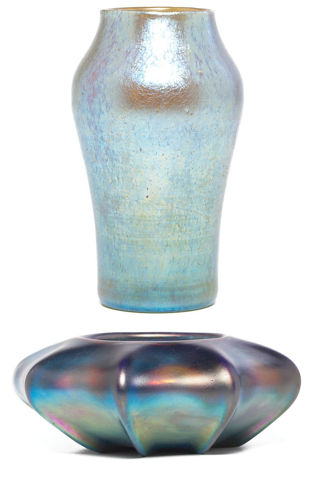 Appraisal: Loetz vase shouldered form in favrile glass with platinum blue