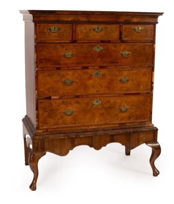 Appraisal: An early th Century walnut chest the rectangular crossbanded top