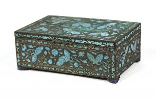 Appraisal: Chinese Blue Enameled Metal Box Chinese enameled metal box of