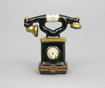 Appraisal: A Limoges Tabatieres Telephone Hand painted porcelain telephone with metal