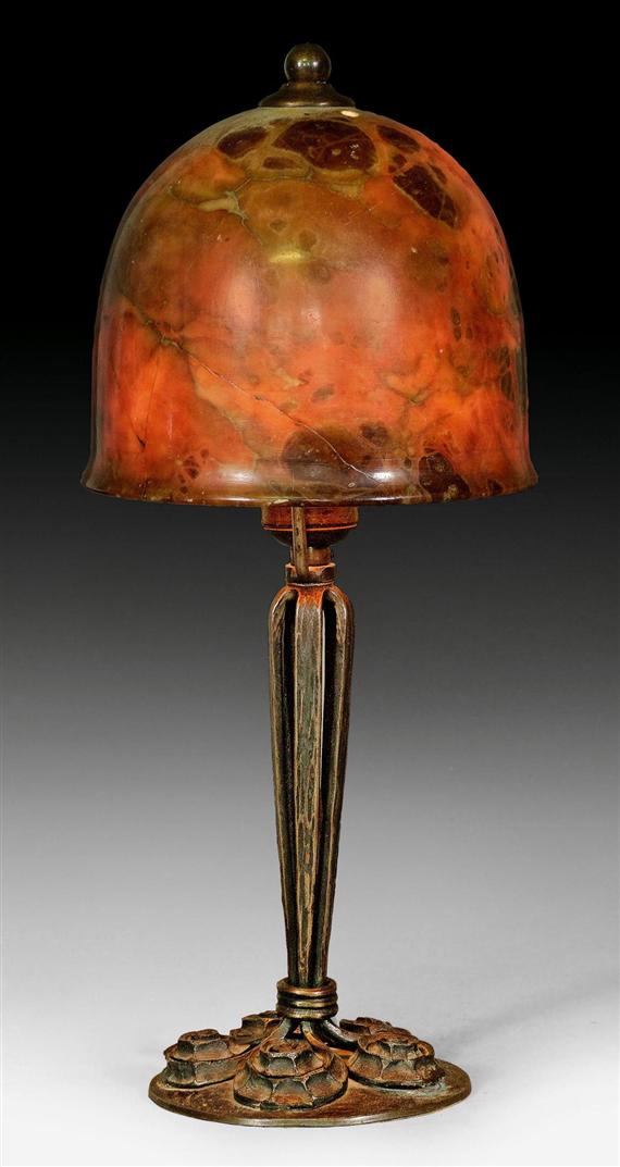 Appraisal: BRANDT EDGAR TABLE LAMP circa Wrought iron and marble Foot