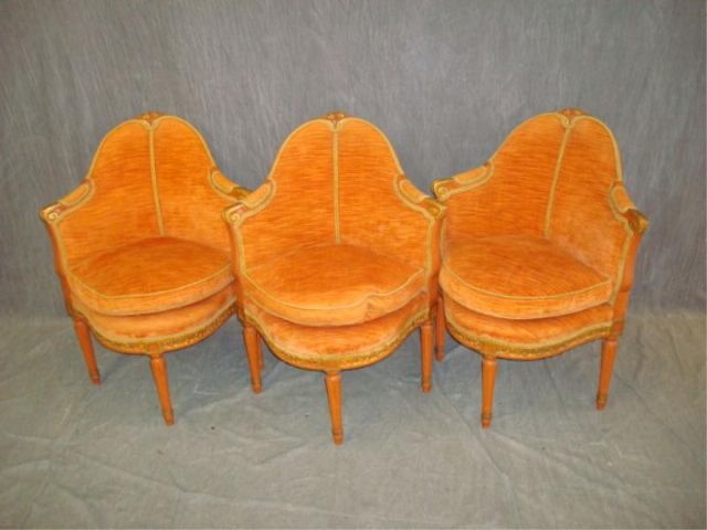 Appraisal: upholstered Louis XVI style corner chairs From a Queens NY