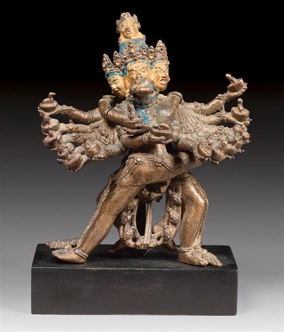 Appraisal: A BRONZE FIGURE OF KAPALADHARA HEVAJRA Tibet th c Height