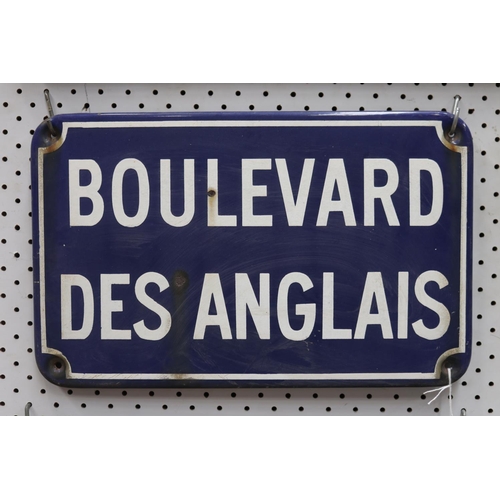 Appraisal: Vintage French enamel sign - Boulevard Des Anglais approx cm