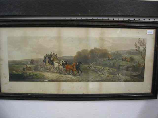 Appraisal: W J Shayer Chromolithograph ''Autumn'' coach fox hunt scene image