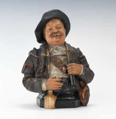 Appraisal: A Johann Maresch Waist-Up Figural Tobacco Jar of Explorer Terracotta