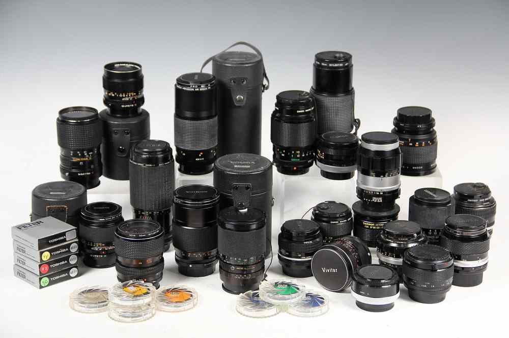 Appraisal: COLLECTION CAMERA LENSES - Including Konica Zoom Hexanon AR -