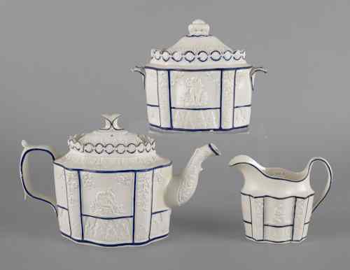 Appraisal: Three-piece Castleford tea service teapot - h w